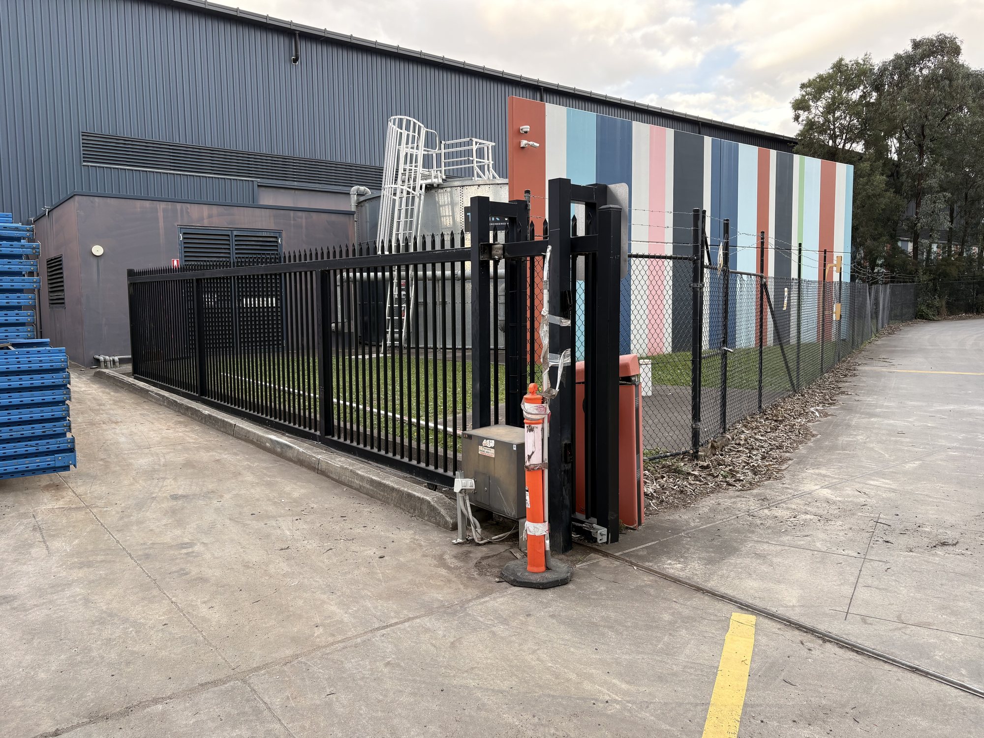 Industrial sliding-gate upgrade field work view 1
